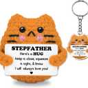 3 x Positive Crochet Animals Orange Cat, Cute Things Crochet Cat Cheer Up Gift from Son Daughter for Stepmother Mom Birthday Christmas Thanksgiving Day