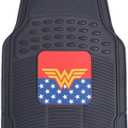 2 x BDK Warner Bros DC Comics Classic Wonder Woman Car Accessories Floor Mats - Universal Fit, No-Slip Grip, All Weather Heavy Duty Rubber Liners, 2-Piece Front Car Mats, 27 x 18