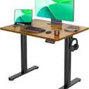 Claiks Electric Height Adjustable Stand Up Desk, 35x20 Inches Sit Stand Desk for Home Office, Rustic Brown Top/Black Frame