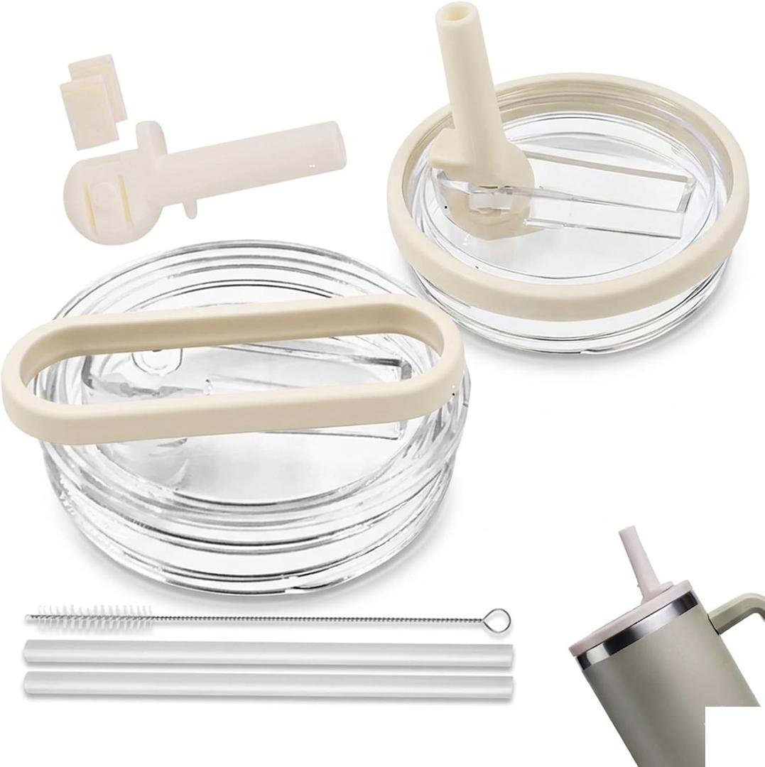 2 Pack Leakproof Detachable Straw Lid Replacement for Stanley Quencher H2.0 40 oz Tumbler, Spillproof Flip Straw Cover 40 oz, Easy Clean, Compatible with Stanley Lid