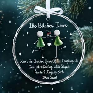 Friendship Glass Ornament for Women - Funny Friendship Ornament for Bestie, or Soul Sister, Unique Glass Christmas Tree DecorationA