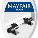 Mayfair Bennett Toilet Seat with Matte Black Hinges, Slow Close Wood Seat, Secure Metal Hinges, Easy Install, Made in USA, Elongated, White