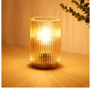 Battery Operated Lamp, Cordless Table Lamp with Timer, Desk Bedside Lamps with LED Warm Light, Glass Small Table Lamp for Bedroom, Bathroom, Living Room, Home Decor - Amber