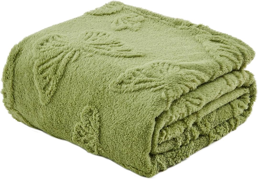 Throw Blankets with Butterfly,Soft Warm Blankets for Lover Mom Father Friends Gifts Pets,Lightweight Fuzzy Blanket for Couch Sofa Bed(Sage Green,50"x60")