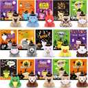 15 Sets Halloween Mini Stuffed Animals Bulk with Cards Soft Plush Toy with Witch Hat Stuffed Mini Halloween Plush Doll for Party Favors Goodie Bag Filler