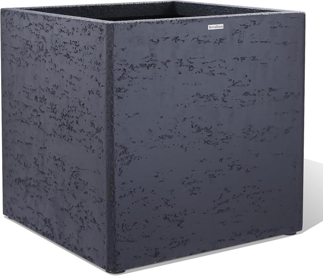 20 Inch Square Concrete Planter20Lx20Wx20H48 Pounds,Durable All-Weather Use with Drainage Holes,Large Square Planter for Outdoor Indoor Plants (Charcoal Gray)
