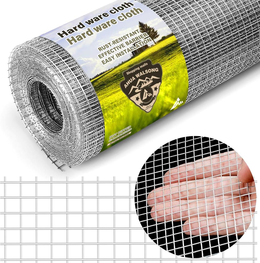 Hardware Cloth 1/4 Galvanized Wire Mesh Roll 20" x 20' (23 GA) - Chicken Wire Fence for Pens, Coops, Rabbit/Snake Fences, Poultry Enclosures, Crafting, and Screen Mesh