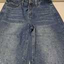 Mid-Low Rise Baggy Jeans Wide Leg for Women Distressed Pants Stretchy Bottom Lady Basic Comfortable Denim, Size XS