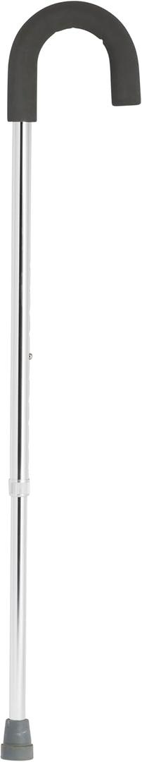Drive Medical Round Handle Aluminum Walking Cane with Foam Grip, Silver, 1 Count