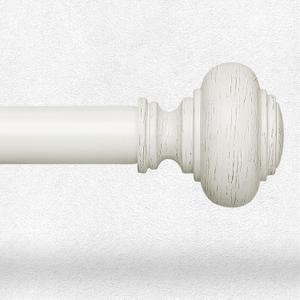 Long Antique White Curtain Rods for Windows 66 to 120 Inch, Decorative Heavy Duty Single-Side Adjustable 1'' Diameter Off White Drapery Rod, Vintage Rustic Metal Curtain Pole for Farmhouse