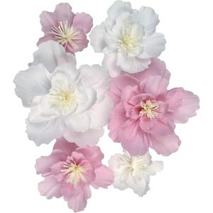 Crepe Paper Flowers for Baby Girl Shower Birthday Party Floral Backdrop Girls Nursery Room Wall Decoration Pack of 6 (White Pink)