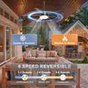 Phylluz Outdoor Ceiling Fan with Lights, 42 Inch Plug in Gazebo Fans with Remote APP Control, Quiet DC Motor, Dimmable 3CCT, Waterproof Hanging Fans for Patios, Porch, Black