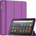 All-New 8inTablet Case,Adult Child Friendly DJ&RPPQ Smart Trifold Stand Case with Auto Wake/Sleep Incompatible with Alcatel TCL,Dark Purple