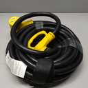 PlugSaf NEMA 14-50P/14-50R 50 FT 50 Amp RV/EV Extension Cord Outdoor with Grip Handle, 4 Prong Flexible Heavy Duty STW RV Power Cord Waterproof, 50A 125/250V 6250/12500W, Black-Yellow, ETL Listed