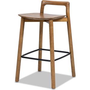 Jennifer Taylor Home Sven 26.5" Modern Minimalist Low Back Wood Counter Stool, Dark Brown Walnut Ash Wood