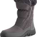 POLAR Womens Memory Foam Twin Zip Opening Pull On Nylon Waterproof Thick Faux Fur Lined Winter Rain Snow Boots (10, Charcole)
