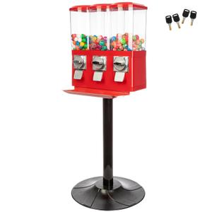 Gumball Machine - Triple Candy Machine Dispenser for Gumballs, Capsules, and Candy - Vending Machines for Business by Great Northern Popcorn (Red), Large