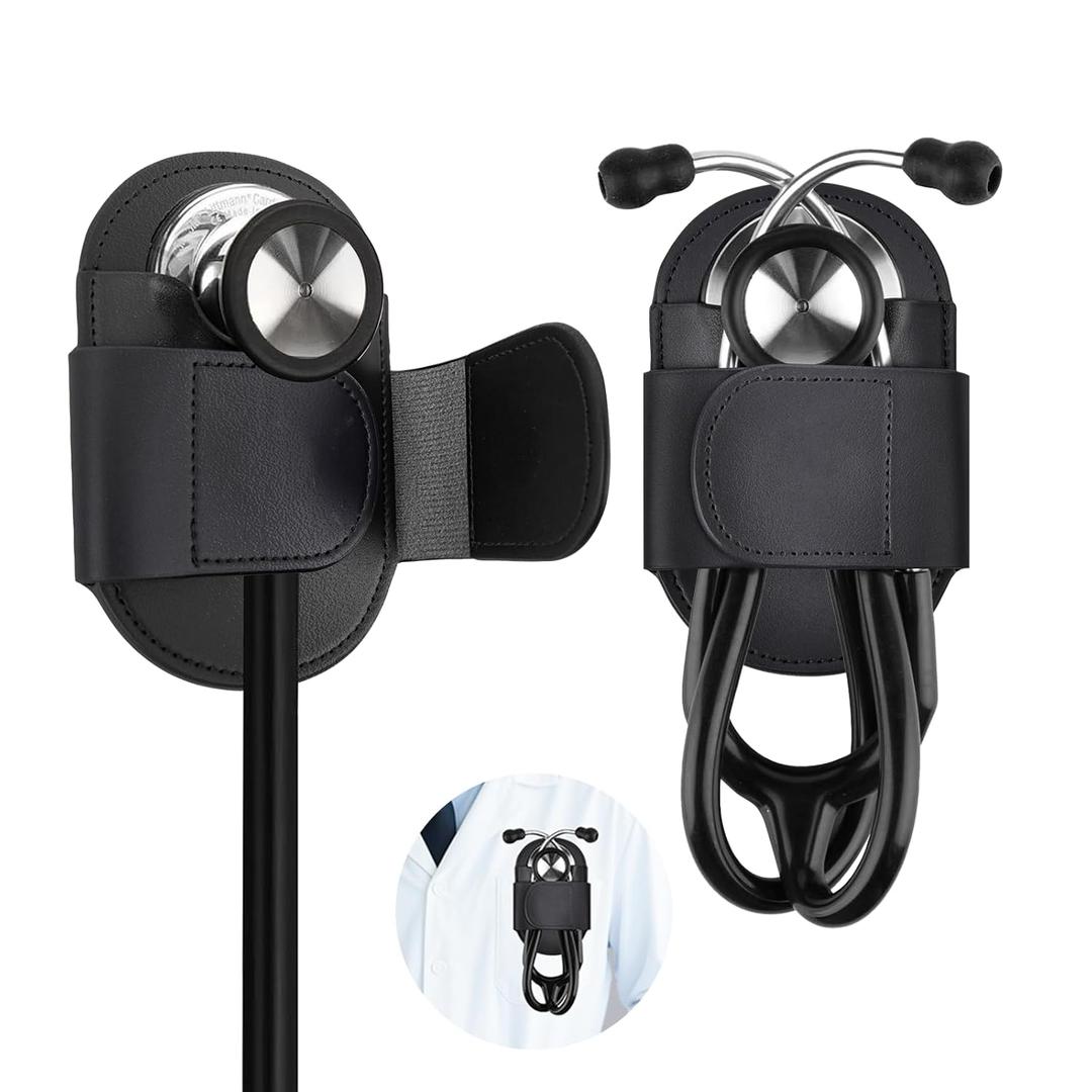 Magnetic Stethoscope Holder Clip, Leather Stethoscope Holster Clips, Lightweight Portable Holster for Physicians, Nurses, EMT, Medical Nursing Students