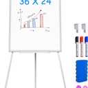 Maxtek Easel Whiteboard 36 x 24 in, Stand Tripod with Height Adjustable | 3' x 2' Magnetic Dry Erase Surface, Flipchart Stand, Portable Tripod Easel for Office, Teaching, Home and Classroom