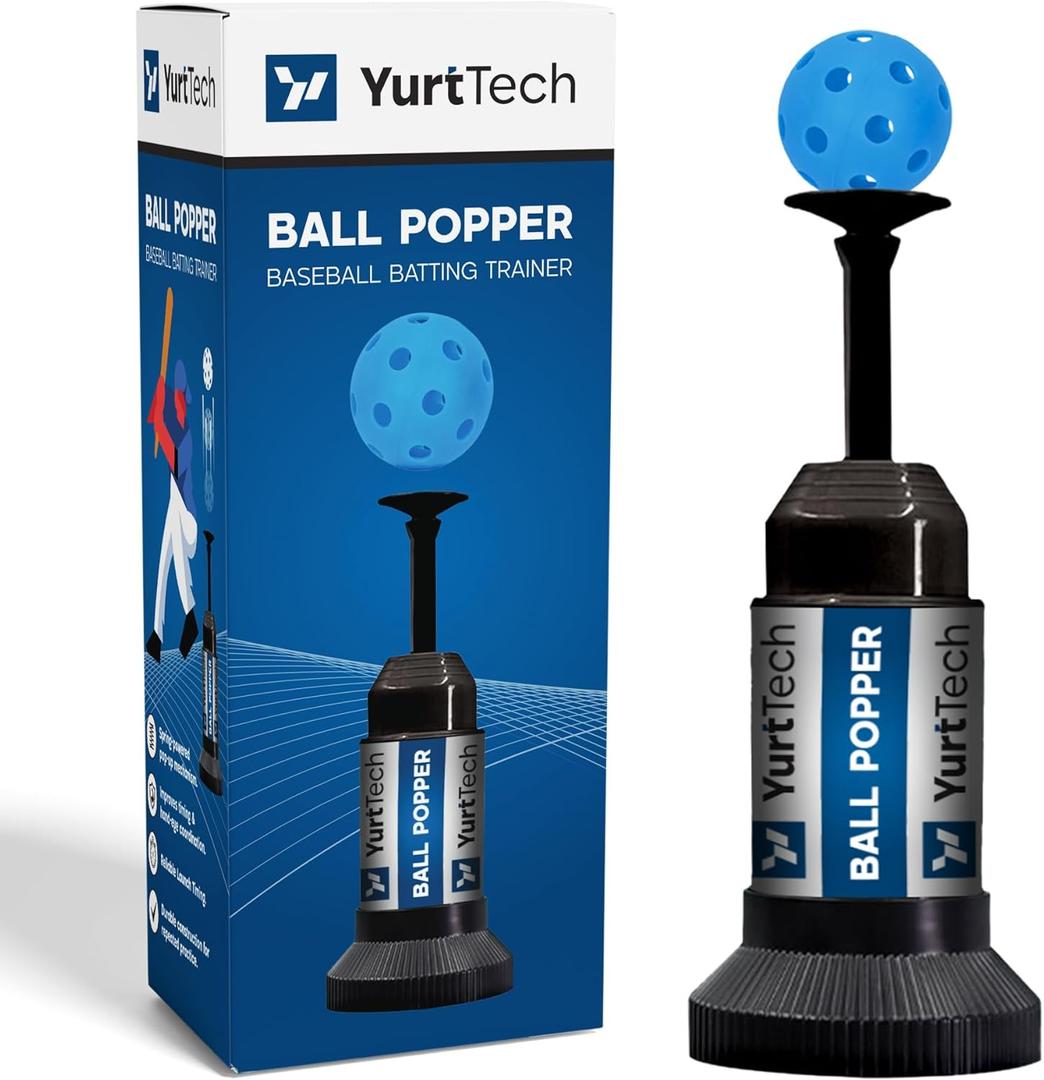 Ball Popper Baseball Training Equipment  Timing & Hitting Skill Development, Spring-Powered Pop Up Tee Batting Trainer for Practice Without a Pitcher (1 Popper Ball Included)