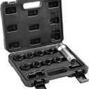 VEVOR Axle Spindle Thread Chaser Set 10Piece - Metric Thread Restorer Tool - M20 M22 M24 and UNF 13/16" 3/4" Rethreading Tool Kit with Storage Case for Damaged Axle Spindles (10PCS)