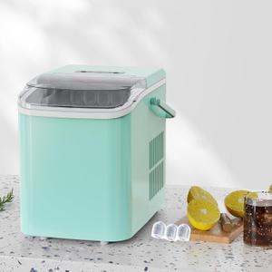 Ice Maker,Countertop Ice Maker Machine with Handle, 9 Cubes Ready in 6 Mins, Self-Cleaning Ice Machine with Ice Scoop, 2 Sizes of Bullet Ice for Home Kitchen Office Bar Camping (Black)
