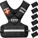 KHTO Adjustable Weighted Vest for Men and Women with Warning Light Reflective Strip，Large Weight Vest for Exercise Set Cardio and Strength Training (11-20lb)