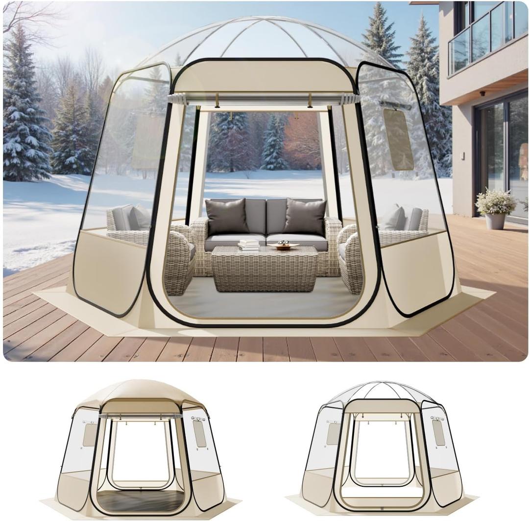 VEVOR Pop up Sports Tent, 8 Sizes Optional Clear Bubble Tent for 1-6 Person, Waterproof Outdoor Pod with Floor Mat & Top Cover, Garden Igloo Dome Tents Camping Shelter for Sports Watching, 10'l X 9.2'w X 7.2'h