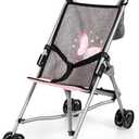 Bayer Design Doll Stroller - Foldable Buggy with Bag & Belt, Grey Pink, 18 inches