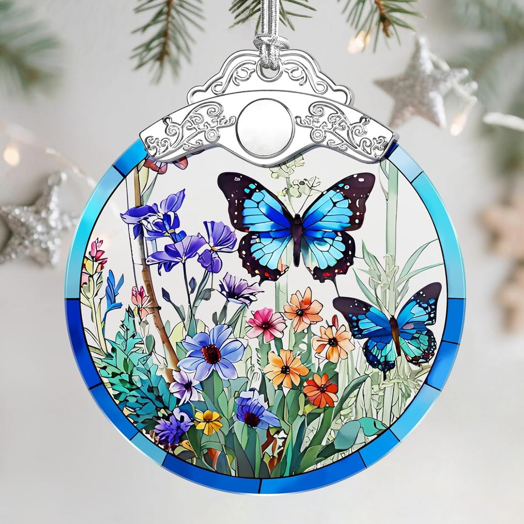 7 x Butterfly Christmas Ornament  Christmas Tree Ornament & Holiday Decor, Gifts for Nature Lovers, Butterfly Lover Gifts, Holiday & Xmas Gift
