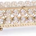 ELLDOO Crystal Jewelry Box Rectangle Trinket Organizer Earrings Rings Box Treasure Box Home Decor Accent Decorative Box with Lid for Valentine Wedding Christmas Birthday Gift, Gold, Small