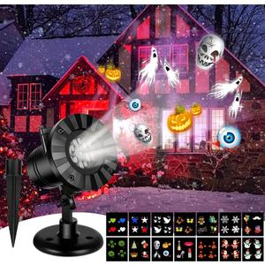 14 Changeable Patterns Halloween Christmas Projector LED Light Waterproof Bright Landscape Lamp LED Snow Falling Moving Projector Christmas Fairy Light Lamp Outdoor Decor