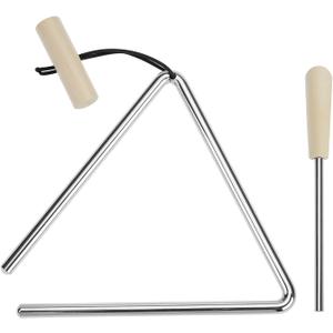 QWORK Steel Triangle Instrument 6 Inch Hand Percussion with Striker & Hanging Loop, Clear Ringing Sound for Classroom Music, Band Rehearsal, Teaching, Parties