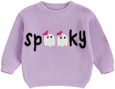 Toddler Baby Boys Girls Halloween Sweater Knitted Pumpkin Embroidered Pullover Sweatshirt Fall Winter Clothes Size 3-6 Months