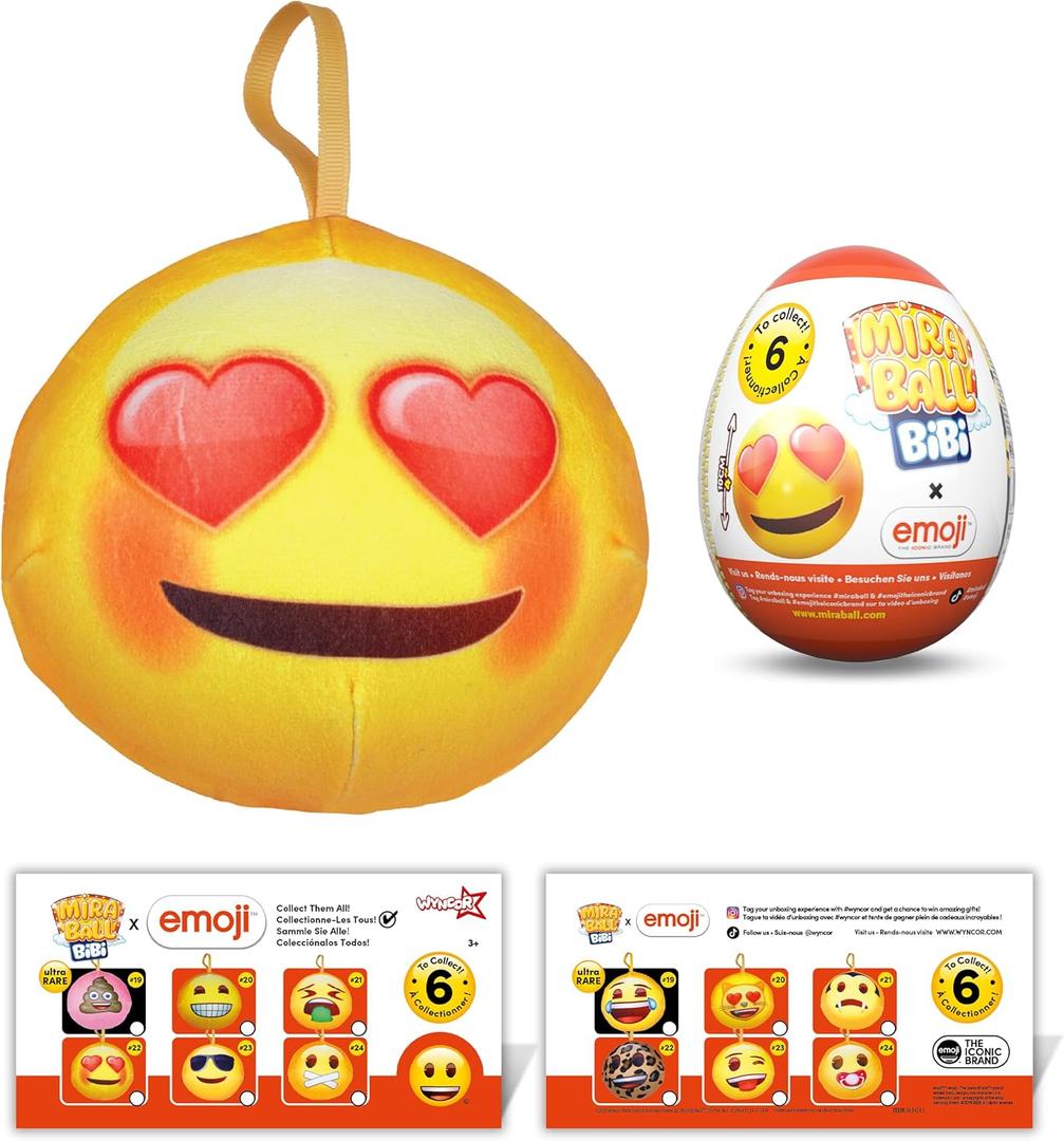 Bibi Emoji - Surprise Egg Capsule with Memory Foam Expandable Plush Toy  3.7" (9.5cm) Soft Collectible with Hidden Surprises  Fun Gift for Kids, Parties, Holidays, Stocking Stuffers