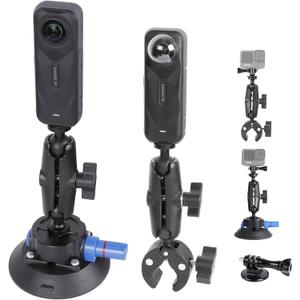 PellKing Camera Air Pump Vacuum Suction Cup Handlebar Mount Kit Compatible with Insta360 X5/X4/X3/GoPro 13/12/11/10/9,with 360 Rotation Function Handlebar Mount Magic Arm 4.5" Vacuum Suction Cup
