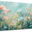 Tucai Decor Floral Canvas Wall Art Colorful Wildflowers Field Painting 20W x 40L inches Pink Blue and Yellow -Flowered Plants Art Prints Wall Decor for Living Room Bedroom Office Ready to Hang