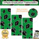 4 x Tranqun 3 Pcs 2026 Graduation Party Tablecloth Graduation Cap Rectangle Plastic Disposable Table Cover Congratulate Decorations for Congrats Grad Party, 54 x 108 Inch(Green and White)