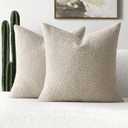 FUTEI Pack of 2 Beige Decorative Throw Pillow Covers 20x20 Inch Soft Cozy Solid Boucle Textured Cushion Case,Modern Home Decor for Couch Bed Living Room
