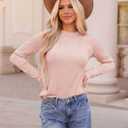 ZESICA Fall Tops for Women 2025 Trendy Long Sleeve Shirts Dressy Casual Textured Blouses (Pink, XL)