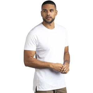 BYLT Split Hem Short Sleeve Men's T-Shirt - Polyester, Cotton, and Spandex Blend – Moisture Wicking, Breathable, Classic Fit (White, S)