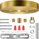 6 Inches Light Canopy Kit with Heavy Duty Replacement Ceiling Cover Plate & Mounting Hardware for Lighting Fixtures Chandelier Pendant Lamp or DIY Project (Brass)