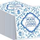 Gueevin 30 Pcs Mahjong Napkins Cocktail Paper 6.5 x 6.5 Inches Mahjong Party Supplies Decorations Accessories Gifts for Casual Gatherings Game Nights Bridal Showers Birthday Christmas Party(Blue)