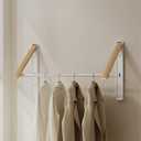 Retractable Wall Mounted Drying Rack - Foldable Clothes Hanger in Walnut or Oak Color for Laundry Room, Closet & Balcony (Oak, 2 Racks + Rod)
