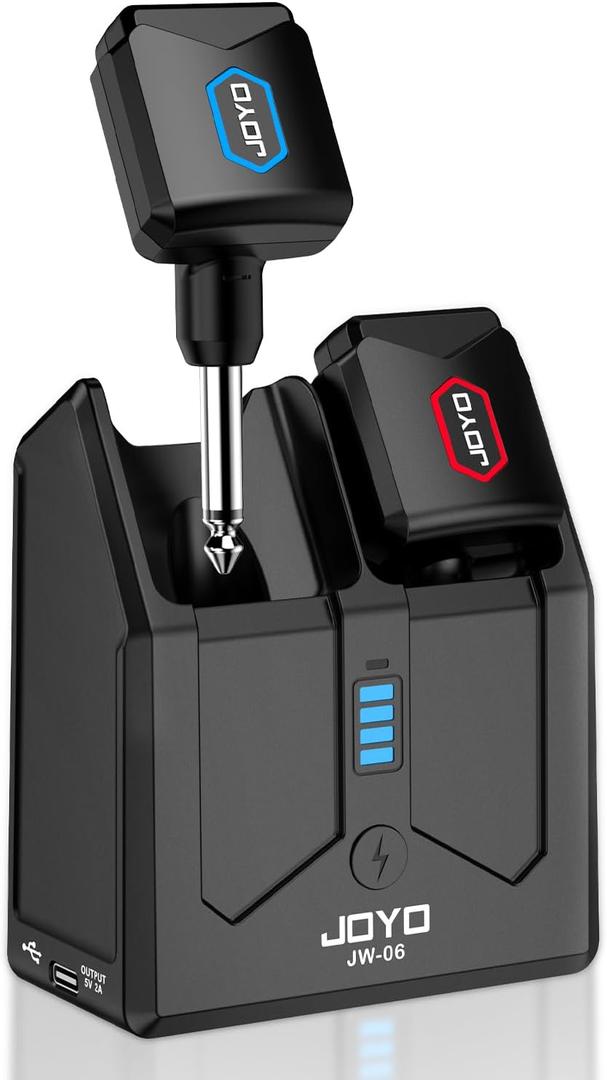 5.8Ghz Wireless Guitar Transmitter Receiver Guitar System with Charging Box for Electric Guitar Bass 4 Audio Channels (JW-06)