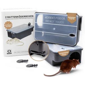 Kder-Discount Mouse & Rat Bait Station (Bait Not Included)  2 Lockable Rat Bait Stations with Clear Lid & Dual Entry  Weather-Resistant, Tamper-Proof Rodent Trap (8.7 x 5.5 x 3.1)