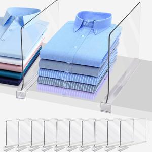 Acrylic Shelf Dividers for Closet Organization, Closet Shelf Organizer for Bedroom, Closet Dividers for Shelves Clear Clothing Divider Shelf(Clear,10 Pack)