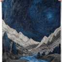 SOMEKLLY Starry Night Mountain Throw Blanket Soft Cozy Lightweight Flannel Blankets with Abstract River Landscape Art Printed for Nature Lovers Bedroom Dorm Office Decor Gifts 50x60 Inch