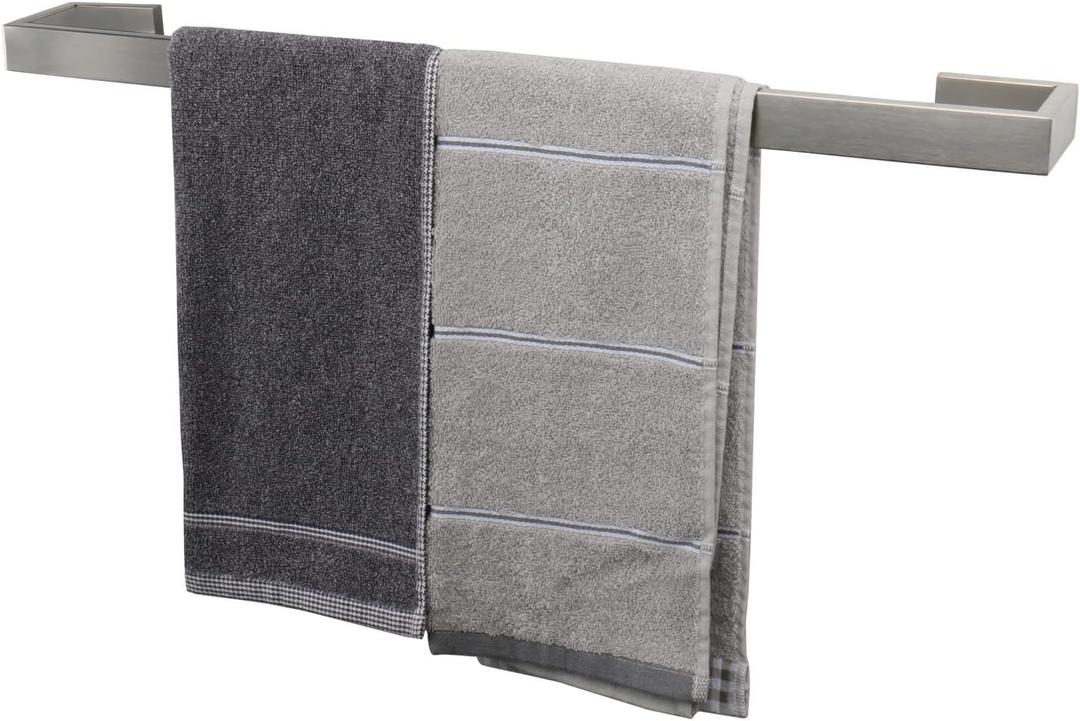 TocTen Bath Towel Rack - Square Base Thicken SUS304 Stainless Steel Towel Bar for Bathroom, Bathroom Bar Accessories Towel Rod Heavy Duty Wall Mounted Towel Holder (Brushed Nickel, 24 Inch)