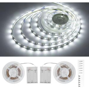 Battery Powered LED Strip Lights, 5V, Daylight White,Cuttable to Size, 13.2ft with 240 LEDs, Portable Lighting, Requires 3xAA Batteries (not Included), Not Waterproof, 2 Packs, Each 6.6ft.